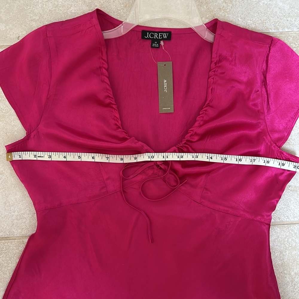 J. CREW NWT Pink Short Sleeve Satin Slip Dress with V-Neckline size 10 - Picture 8 of 9